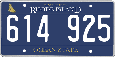 RI license plate 614925