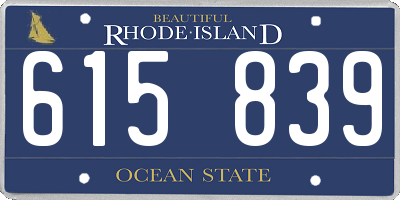 RI license plate 615839