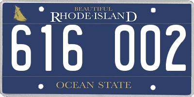 RI license plate 616002