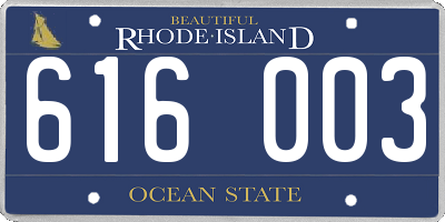 RI license plate 616003