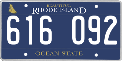 RI license plate 616092