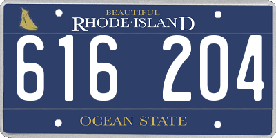 RI license plate 616204