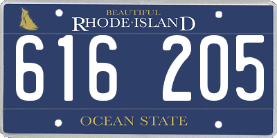 RI license plate 616205