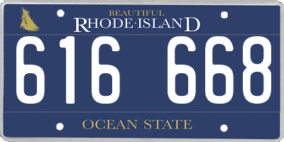 RI license plate 616668