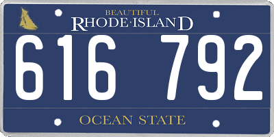 RI license plate 616792