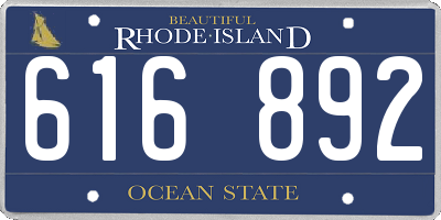 RI license plate 616892
