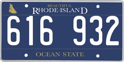 RI license plate 616932