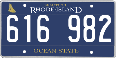 RI license plate 616982