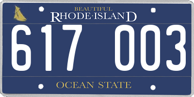 RI license plate 617003