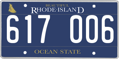RI license plate 617006