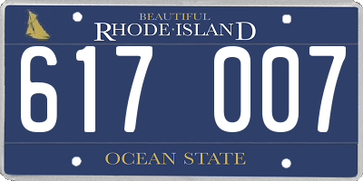 RI license plate 617007