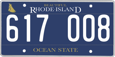 RI license plate 617008