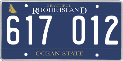 RI license plate 617012