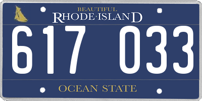 RI license plate 617033