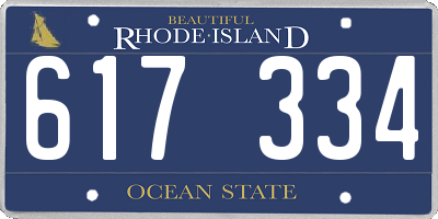 RI license plate 617334
