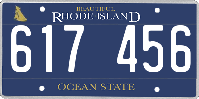 RI license plate 617456