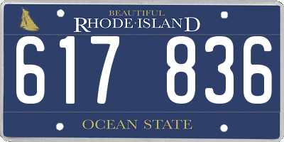 RI license plate 617836