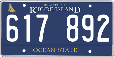 RI license plate 617892