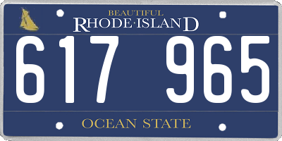 RI license plate 617965