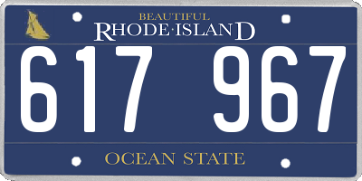 RI license plate 617967