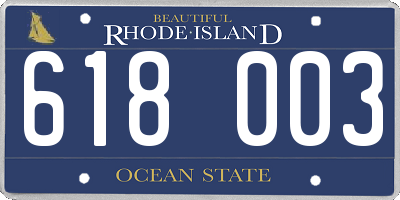 RI license plate 618003