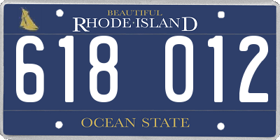 RI license plate 618012