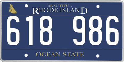RI license plate 618986