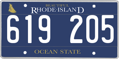RI license plate 619205