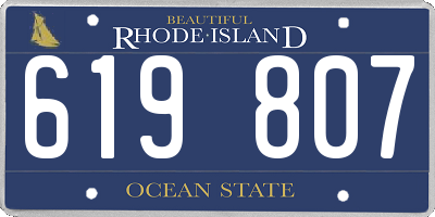 RI license plate 619807