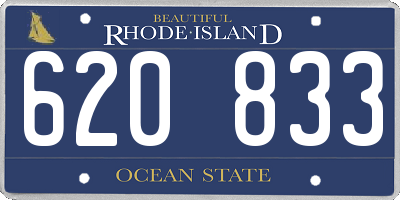 RI license plate 620833
