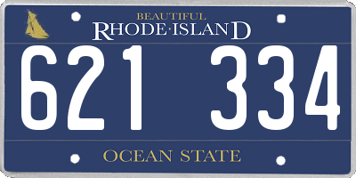 RI license plate 621334