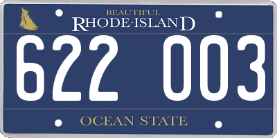 RI license plate 622003
