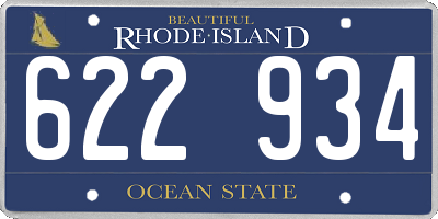 RI license plate 622934