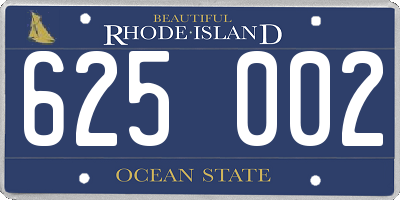 RI license plate 625002
