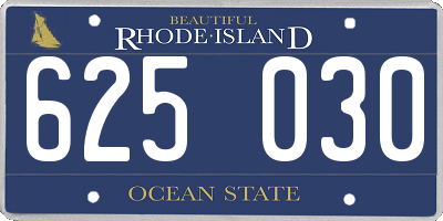RI license plate 625030