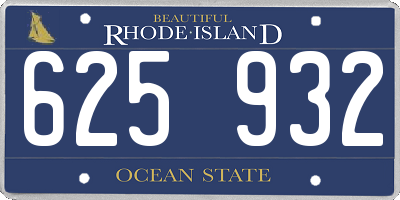 RI license plate 625932