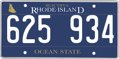 RI license plate 625934