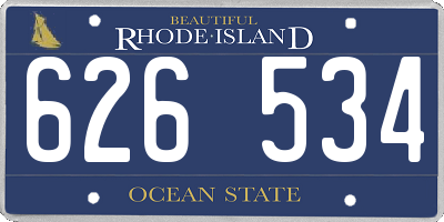 RI license plate 626534
