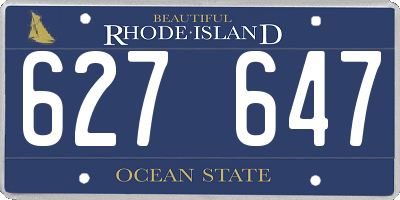 RI license plate 627647