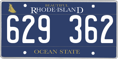 RI license plate 629362