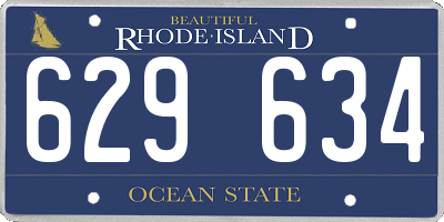 RI license plate 629634