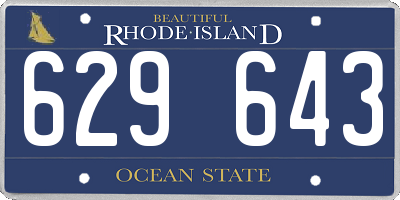 RI license plate 629643