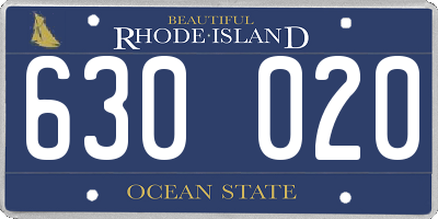 RI license plate 630020