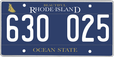 RI license plate 630025