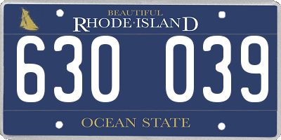 RI license plate 630039