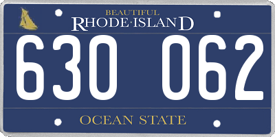 RI license plate 630062