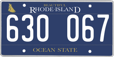 RI license plate 630067