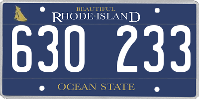 RI license plate 630233