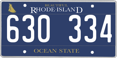 RI license plate 630334