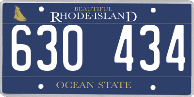 RI license plate 630434